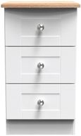 Sussex White and Oak Effect 3 Drawer Bedside Cabinet