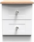 Sussex White and Oak Effect Oak 2 Drawer Bedside Cabinet