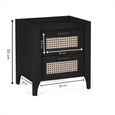 Sydney Bedside Cabinet - 2 Drawer - Black and Faux Rattan
