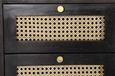 Tapola Black Wood and Rattan 2 Drawer Bedside Cabinet