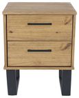 Texas Industrial Style Oak Effect 2 Drawer Bedside Cabinet