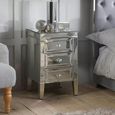 Valencia Bedside Cabinet - 3 Drawer - Mirrored