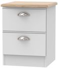 Victoria Grey and Riviera Oak 2 Drawer Bedside Cabinet