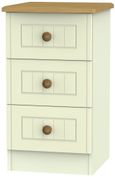 Warwick Cream and Oak 3 Drawer Bedside Cabinet