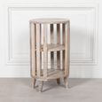 Slatted Bedside Table - Washed Mango Wood - Round