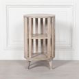 Slatted Bedside Table - Washed Mango Wood - Round