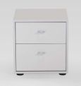 Tokio Bedside Cabinet - 2 Drawer - White - Silver Handle