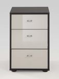Tokio Bedside Cabinet - 3 Drawer - Magnolia Glass and Havana Carcase - Silver Handle