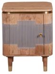 William Acacia Ribbed with Gold Trim 1 Door Bedside Table