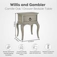 Camille Bedside Table - 1 Drawer - Grey Oak