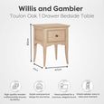 Toulon Bedside Table - 1 Drawer - Oak