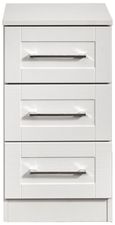 York White 3 Drawer Bedside Cabinet