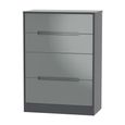Monaco Chest - Deep - 4 Drawer - Grey Gloss and Graphite