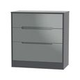 Monaco Chest - Deep - 3 Drawer - Grey Gloss and Graphite
