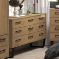 Texas Wide Chest - 6 Drawer - Industrial Style - Oak