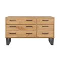 Texas Wide Chest - 6 Drawer - Industrial Style - Oak