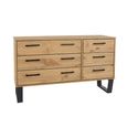 Texas Wide Chest - 6 Drawer - Industrial Style - Oak