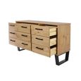 Texas Wide Chest - 6 Drawer - Industrial Style - Oak