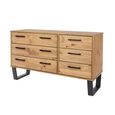 Texas Wide Chest - 6 Drawer - Industrial Style - Oak