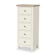 Modern Tall Chest - 5 Drawer - White Painted