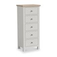 Modern Tall Chest - 5 Drawer - Grey Painted