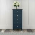 Harrogate Narrow Chest of Drawers - 5 Drawer - Blue