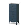 Harrogate Narrow Chest of Drawers - 5 Drawer - Blue