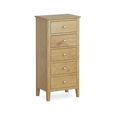 Bath Narrow Chest of Drawers - 5 Drawer - Oak