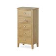 Bath Narrow Chest of Drawers - 5 Drawer - Oak