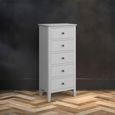 Stowe Narrow Chest - 5 Drawer - Grey