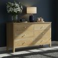 Bath Wide Chest of Drawers - 6 Drawer - Oak