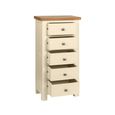 Lundy Narrow Chest - 5 Drawer - Ivory Painted