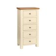 Lundy Narrow Chest - 5 Drawer - Ivory Painted