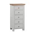 Lundy Narrow Chest - 5 Drawer - Grey Painted