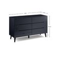 Alicia Black Wide Chest - 6 Drawer