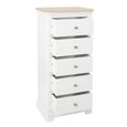 Cromwell Narrow Chest - 5 Drawer - White Painted