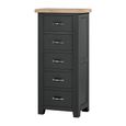Wilmont Narrow Chest - 5 Drawer - Black Painted