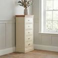 Versailles Narrow Chest - 5 Drawer - Ivory Painted