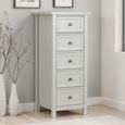Maine Chest of Drawers - 5 Drawer - Narrow - Grey