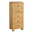 Curve Narrow Chest - 5 Drawer - Oak