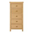 Arlington Narrow Chest - 5 Drawer - Oak