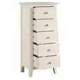 Luciana Tall Chest - 5 Drawer - Ivory Painted