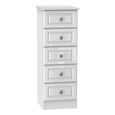 Pembroke White Gloss 5 Drawer Narrow Chest