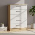 Knightsbridge White Gloss and Light Oak 5 Drawer Chest
