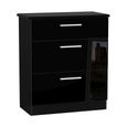 Knightsbridge Deep Chest - 3 Drawer - Black Gloss