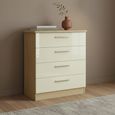 Knightsbridge Chest - 4 Drawer - Cream Gloss and Light Oak
