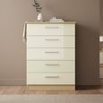 Knightsbridge Chest - 5 Drawer - Cream Gloss and Light Oak
