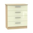 Knightsbridge Chest - 4 Drawer - Cream Gloss and Light Oak