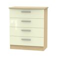 Knightsbridge Chest - 4 Drawer - Cream Gloss and Light Oak