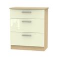 Knightsbridge Deep Chest - 3 Drawer - Cream Gloss and Light Oak
